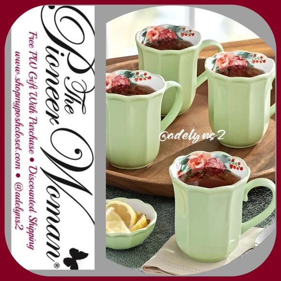 🌺 New The Pioneer Women Painted Meadow 16-Ounce Mugs, Set of 4 - Picture 2 of 11